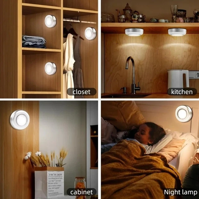 NEW 1-5PCS LED Touch Control Night Light, Wireless Under Cabinet ...