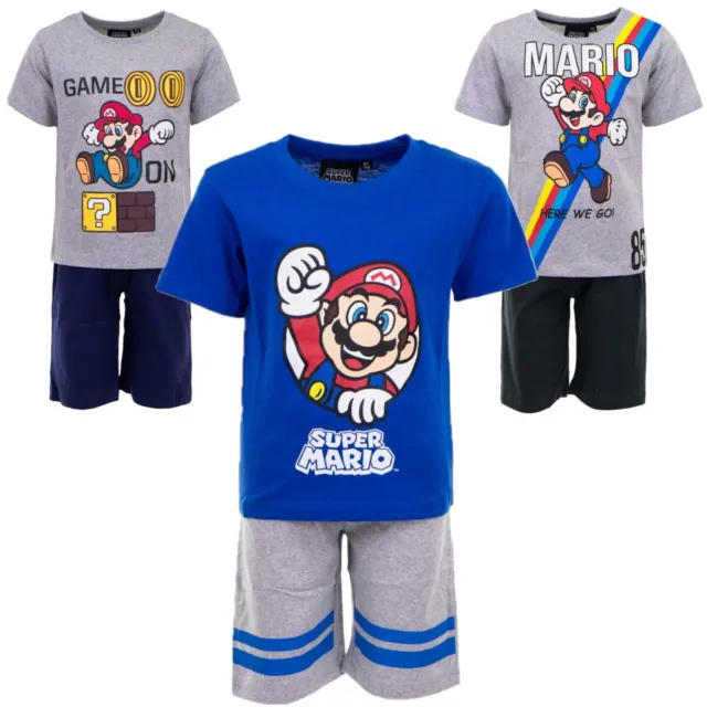 Jungen Kinder Kinder Super Mario kurzärmeliger Pyjama T-Shirt Shorts Alter 2-8 Jahre