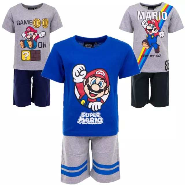 T-shirt pantaloncini pigiama a maniche corte ragazzi bambini Super Mario età 2-8 anni