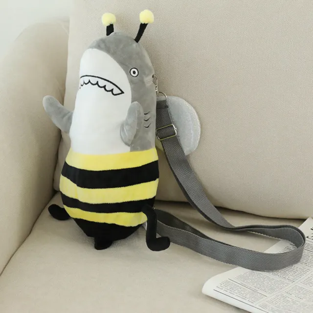 1 Pcs Cute Bee Shark Small Colorful Plush Toy Bag Key Chain Pendant Doll