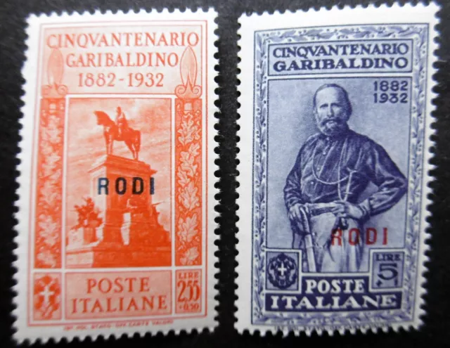 1932 Regno Colonie Egeo Rodi MNH** Garibaldi 2 valori Sass. 28 - 29 CV € 140