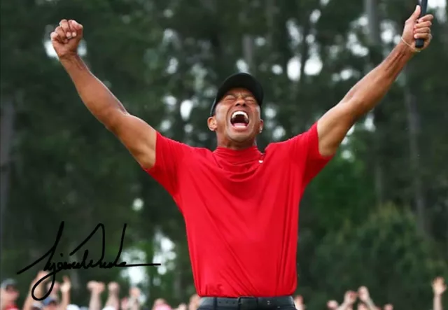 TIGER WOODS THE MASTERS WINNER A3 17 x 12 SIGNED CANVAS GALLERY STANDARD PRINT