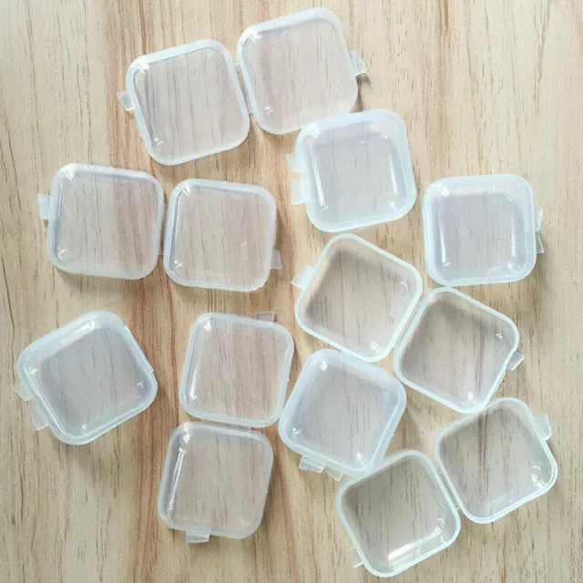 10Pcs Mini Clear Plastic Small Box Jewelry Storage Organizer Container Holder US