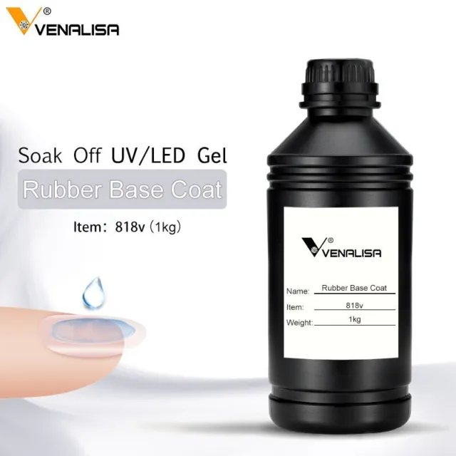 Nail Saloon Supply Bulk 1kg Venalisa Soak Off UV LED Gel Rubber Base Coat 1000ml