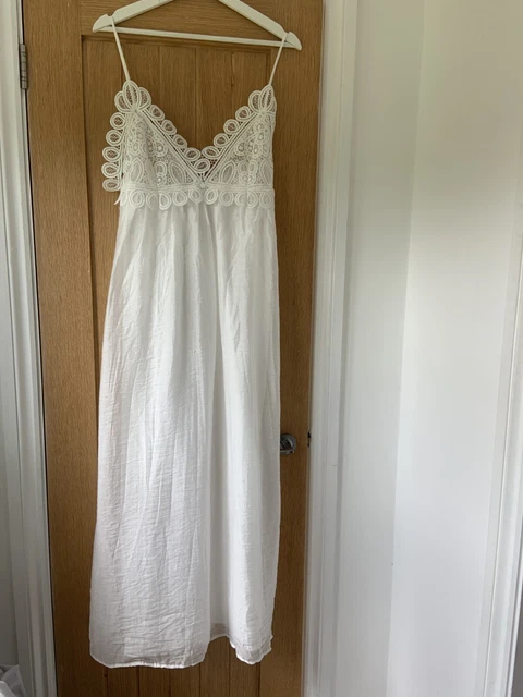 STUNNING ZARA Guipure Lace Off Shoulder White Dress 37.10 - PicClick UK