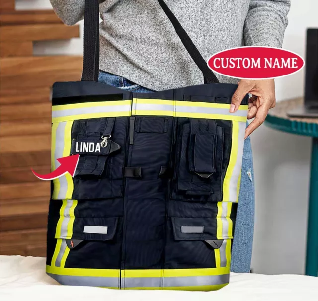 Personalized Firefighter Tote Bag, Fire Engine Shoulder Bag, Fire Truck Handbag