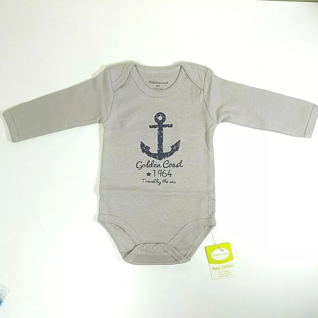 Neu Baby Body langarm Gr 62/68, 68, 3-6 Monate, grau, Anker, Junge, Mädchen
