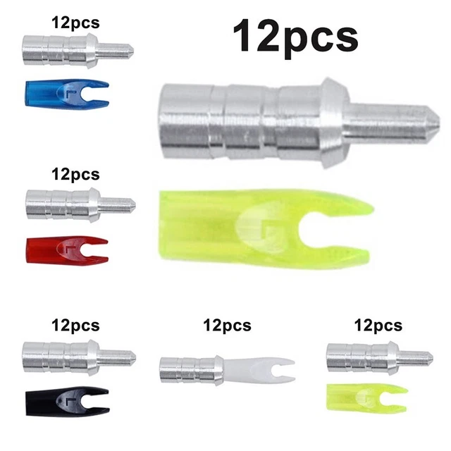Outdoor Archery Arrow Aluminum Nock Pin Plastic Tail Set ID6.2mm DIY Shaft