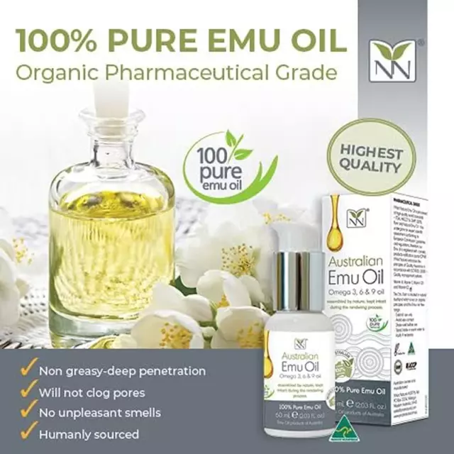 Pure Australian Emu Oil for Skin, Hair, & Nails | 60 Ml | Pharmaceutical Grade | 3