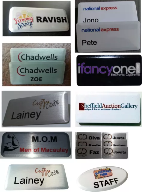 Personalised Name Badge Full Colour Logo Print Staff ID Rectangle Aluminium/Pin