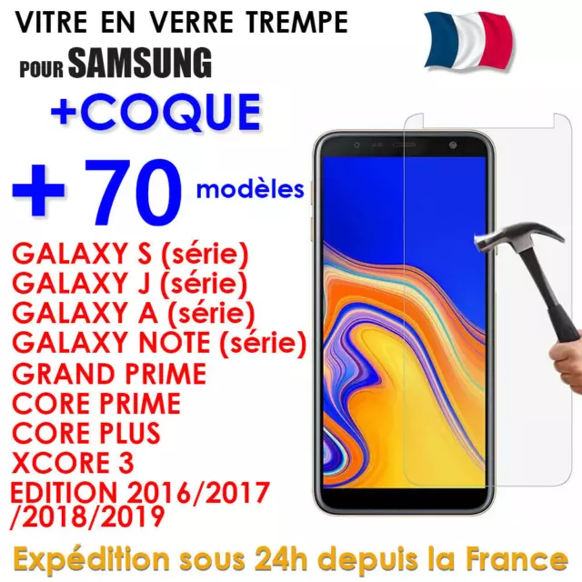 VERRE TREMPÉ PROTECTION + COQUE pour Samsung S10 S9 S8 J4 J5 J6 A5 A7 A8 A10 20e