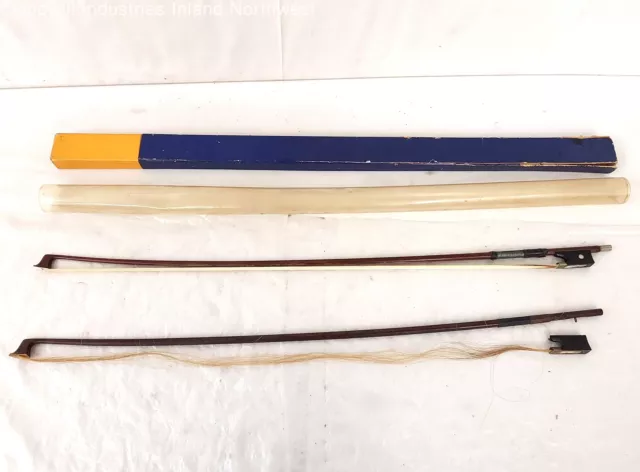 Two Vintage 4/4 Violin Bows, One For Repair