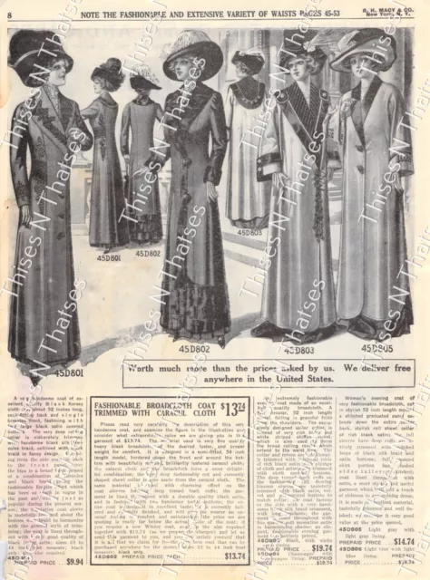 Vintage Paper Ad Macy's Women's Winter Coats & Capes Edwardian Fashion 1911