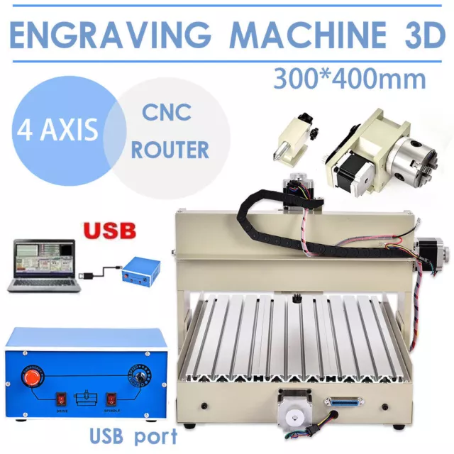 USB 3,4Axis CNC 3040/6040/6090/8050 Router Carving Engraving Machine 400W-2200W