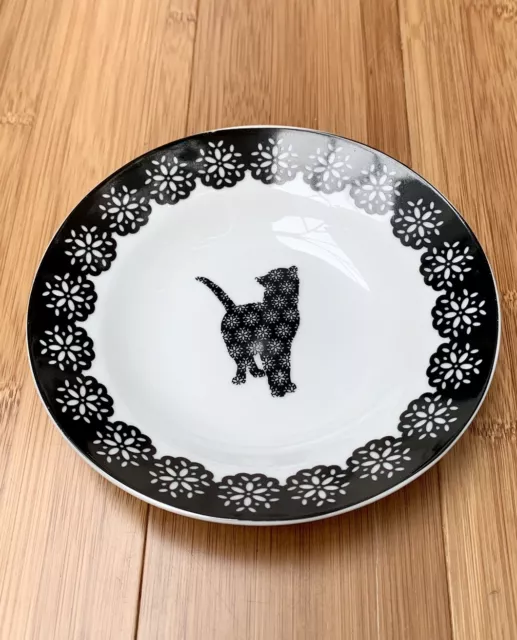 Mason Cash Black & White Cat Floral Ceramic Cat Dish Bowl 6”