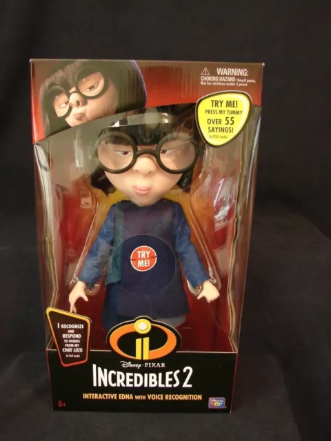 Disney Pixar Incredibles 2 Interactive Talking Edna Figure 13" New Thinkway 2018