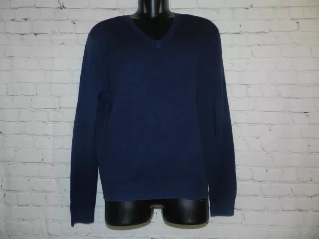 Ralph Lauren Black Label Blue 100% Cashmere V Neck Sweater Size Large