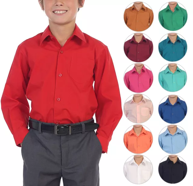 Boy's Classic Fit Long Sleeve Casual Button Down Toddler Kids Dress Shirt