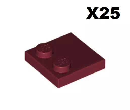 Lego ® Lot 25 Plaques Tuiles 2x2 Plate with Studs on Edge Dark Red 33909 NEW