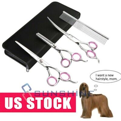 Professional Pet Dog Cat Hair Grooming Scissors Trimmer Clippers Shaver Kit Set