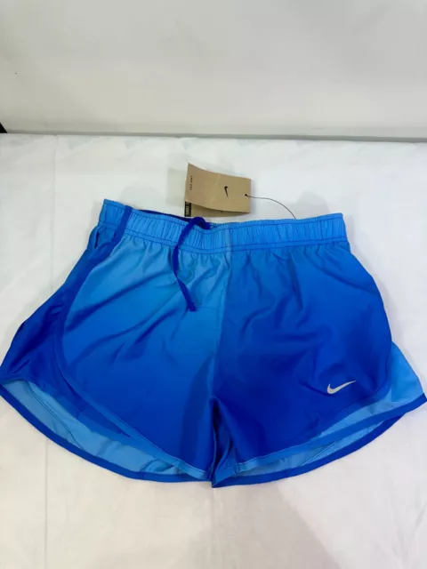 Nike Womens Swoosh Ombre Tempo Brief-Lined Running Shorts SZ S Blue DX1035 New