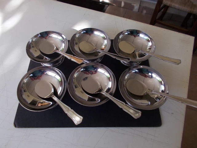 Lot de 6 coupes à glace avec 6 cuillères en inox 18/10
