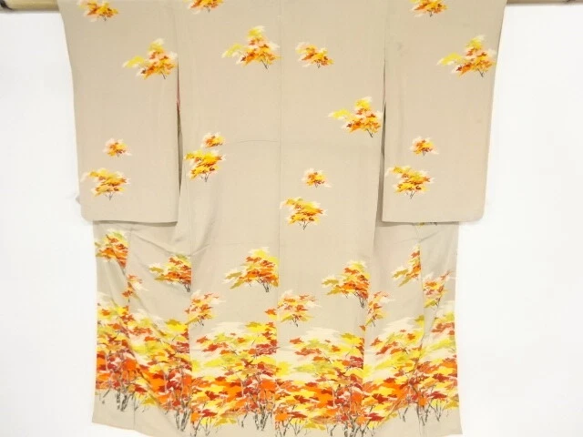 82949# Japanese Kimono / Antique Kimono / Kinsha / Trees