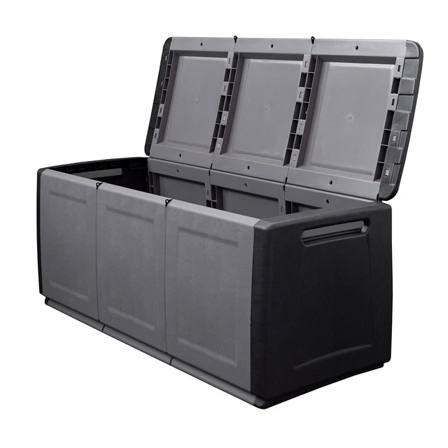 Coffre Rangement Jardin 310L Anthracite - Polyrotin Avec Roulettes