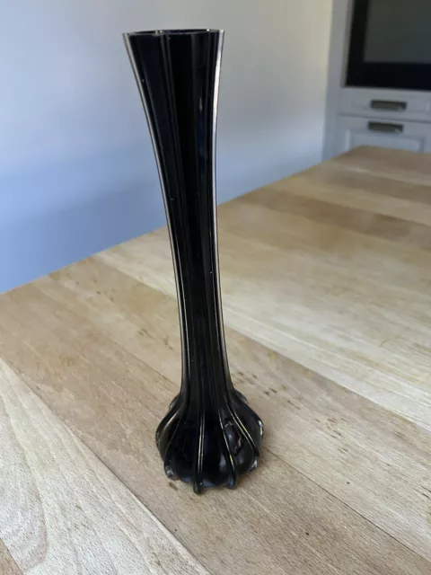 Black Glass  Bud Vase Single Stem For Valentines Rose