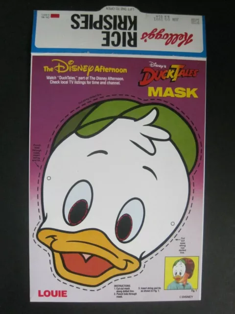 Kelloggs Mask Duck Tails Louie   kelloggs  cereal box mask  uncut