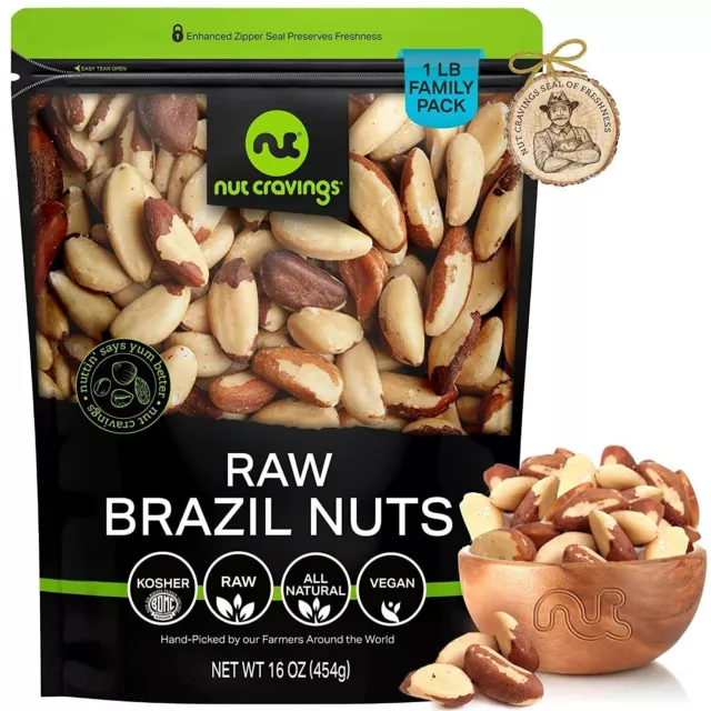 Raw Brazil Nuts, No Shell, Whole, Superior to Organic, All Natural Vegan Kosher