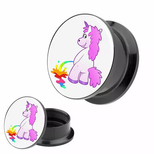 Flesh Tunnel Picture Oreille Vis Plug Piercing Comic Qui Pisse Licorne