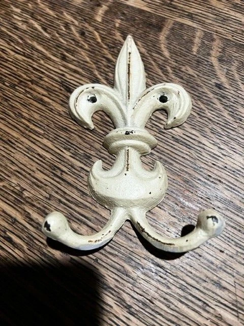 Fleur De Lis Wall Hook Coat Rack Key Towel Hanger Cast Iron Rustic Vintage Style