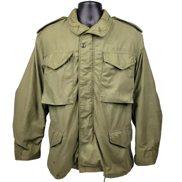 US ARMY FIELD Jacket Men S Vintage 70s Military M65 Green Hood OG107 ...
