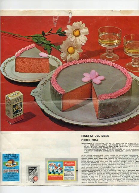 Introvabile Calendario Ricettario Bertolini 1970 Preparazione Dolci