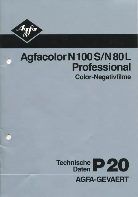 Agfacolor Prospekt 1982 3/82 19N100S N80L Professional Color-Filme Daten P20