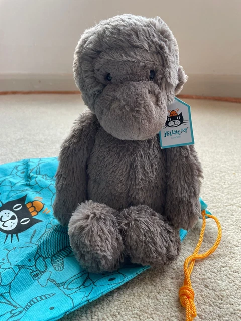 BNWT JELLYCAT BASHFUL Gorilla Medium Grey Plush Toy Retired