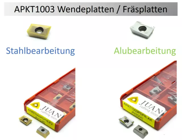 10 x APKT1003 Wendeplatten Frässchneidplatten Stahl/ Alu/ Rostfreier Stahl NEU