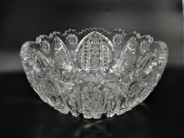 Antique American Brilliant Period Signed J. Hoare Newport Cut Glass  Bowl 8"