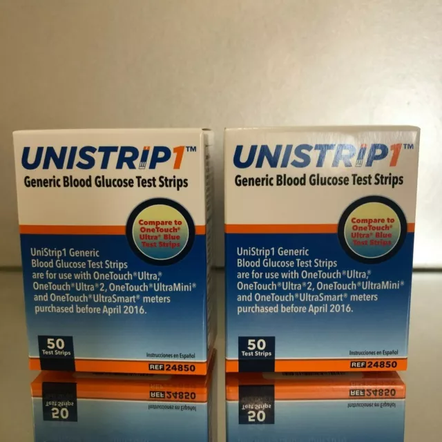 Unistrip 1 Blood Glucose Test Strips 100 Qty.  Exp 10/2025. Free shipping