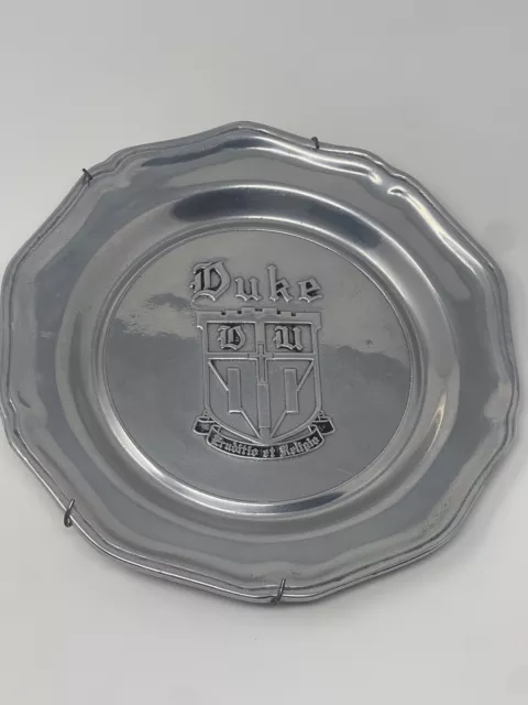 Unique DUKE University Blue Devils Pewter Plate Wilton Columbia PA Marked RWP