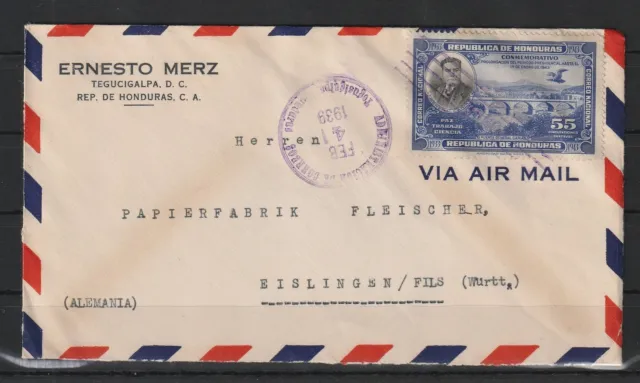 Honduras Luftpost-Brief von Tegucigalpa nach Eilsingen/Deutschland1939 #1091744
