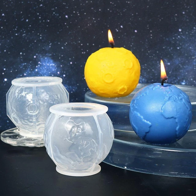 Molde de velas de silicona 3D Tierra Luna hágalo usted mismo aromaterapia molde de yeso_ jabón S9G3