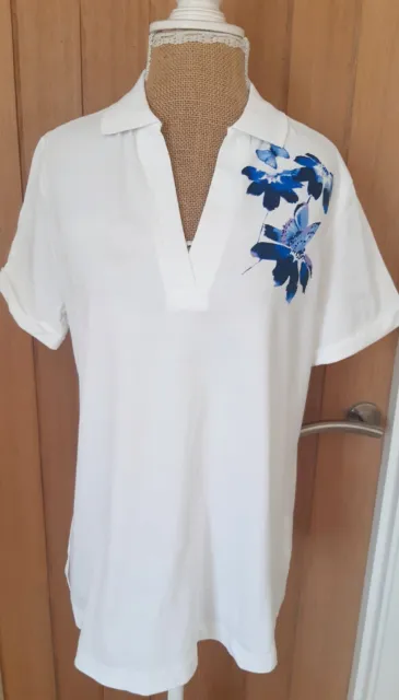 BONPRIX LADIES WHITE Blue Floral T-shirt Top Size 12/14 BRAND NEW £13.99 -  PicClick UK