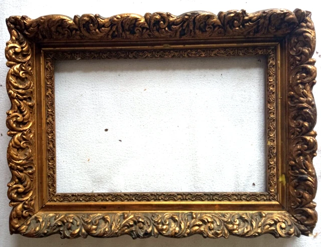 Ancien Cadre Bois Doré Avec Nature Morte - 31,5 X 28 Cm - Déco Vintage