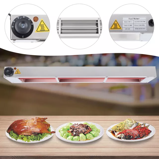 Overhead Food Heating Warmer Temp 36in W/ Heat Lamp Warmer Adjustable Restaurant