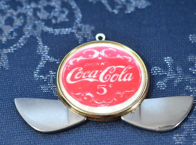 Vintage Coca Cola Round Pocket 2 Blades Knife Opal Back 5 Cents Coke