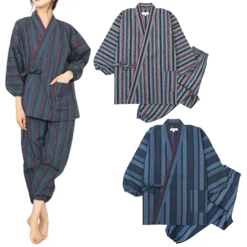 Japanese SAMUE Traditional Kimono Ladies 100% Cotton Tsumugi Relax Work Wear