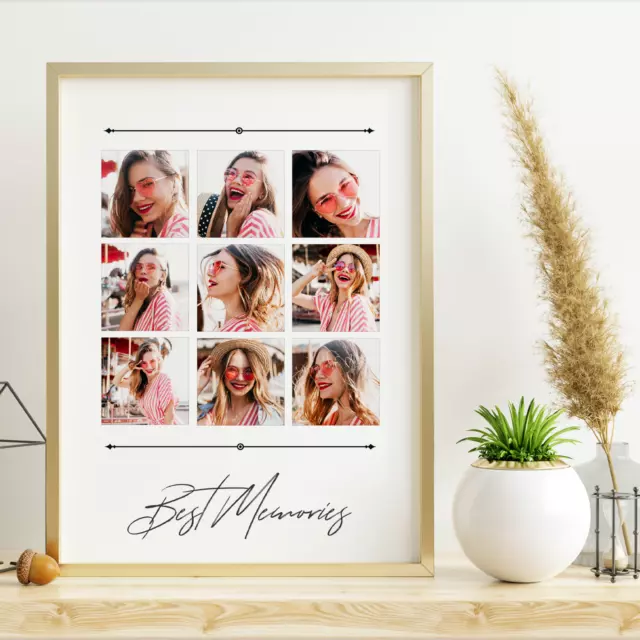 Personalisiert Ihr Foto Collage Poster Druck A4 Zuhause Familie Geschenk Wandkunstrahmen
