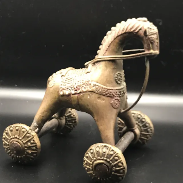 19th Century Indian Brass Horse Temple Toy ~ Equestrian